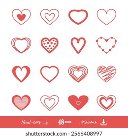 Heart vector Bundle. Illustrated heart icons. Retro Valentine silhouett design featuring charming doodle hearts, cupid, and coquette elements in a aesthetic style. Perfect for Valentine sublimation.