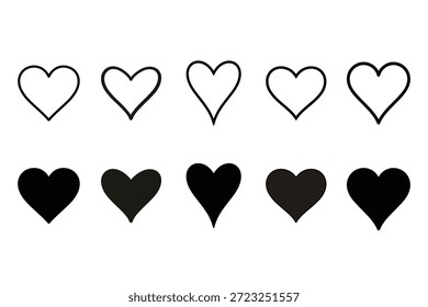 Heart Vetor Bundle - Contorno e Preenchido Amor Ícones