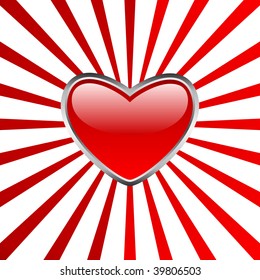 Heart vector button with stripes