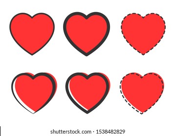 Heart vector collection. Icon. Set of red hearts. Vector illustration.