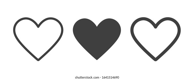 Heart vector collection. Love, favorites, like concept button icon for UI, UX, GUI.