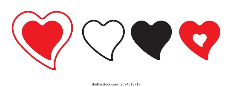 Heart vector collection. Love icon. Heart shape vector icons. Set of love symbols isolated. Vector illustration eps 10