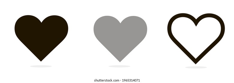 Heart vector collection. Love symbol icon set. Flat style. Social nets, web buttons, like. Web design. Stock Vector