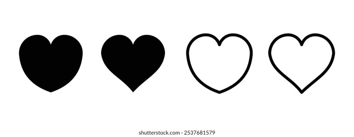 Heart vector collection. Collection of Love Heart Symbol Icons . love symbol icon set. Black heart icon. Vector illustration.