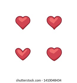 Heart vector collection. Love symbols. Flat style hearts with shadow and bright.