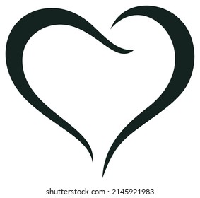 Heart Vector Curly Frame In Black. White Isolated Background.
Abstract Black Heart Logo Illustration. Romantic Rounded Border Design.