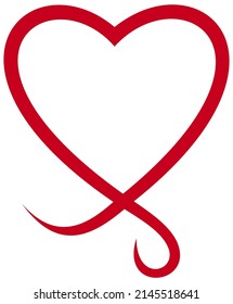 El marco de la curva del vector del corazón en rojo. Fondo blanco aislado.
Resumen Ilustración del logo de Heart. Diseño de borde redondeado romántico.