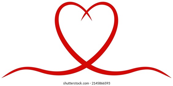 Heart Vector Curly Frame In Red. White Isolated Background.
Abstract Heart Logo Illustration. Romantic Rounded Border Design.