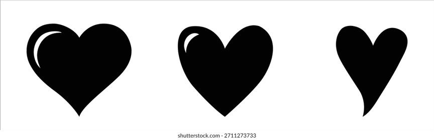 Heart vector design with black silhouette and white background.