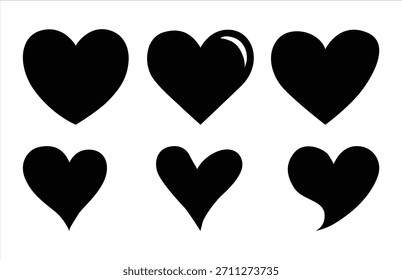 Diseño de Vector de corazón con silueta negra y fondo blanco.