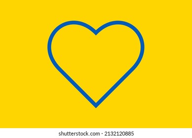 Diseño vectorial cardíaco. Líneas azules sobre fondo amarillo. Guerra de Ucrania contra Rusia. Ilustración del concepto de paz.