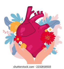 Diseño vectorial cardíaco. Fotos de anatomía realistas. Órganos internos del cuerpo humano,