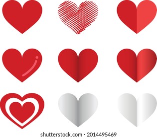 Heart Vector in different style and shape pack set. Valentine day for love - Vector Symbol 2