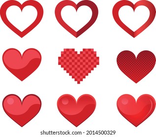 Heart Vector in different style and shape pack set. Valentine day for love - Vector Symbol 3