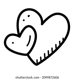 Heart vector doodle illustration. Drawing of a heart is a symbol of love, Valentine's Day.