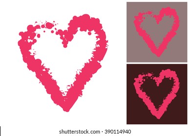 Heart vector fashion image. Label with glamour heart. Vogue beautiful heart. Isolated element on white, gray and dark background.