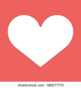 Heart vector flat icon illustration EPS10. White symbol of love on red background