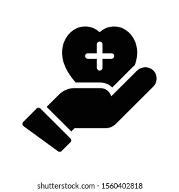 heart vector glyph flat icon 