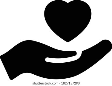 icono plano de glifo vector de corazón 