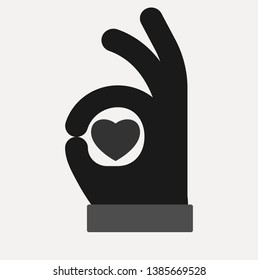 heart vector hand black icon