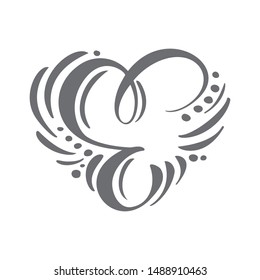 Heart vector Hand Drawn calligraphic scandinavian floral E logo. Uppercase Hand Lettering Letter E with curl. Wedding Floral Design