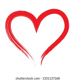 Heart vector. Hand drawn icon. Trendy red heart isolated on white background.Brush stroke grunge symbol useful for love sign, shape frame, greeting card and Valentine's day.Creative art sketch, vector