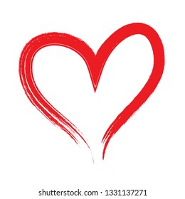 Heart vector. Hand drawn icon. Trendy red heart isolated on white background.Brush stroke grunge symbol useful for love sign, shape frame, greeting card and Valentine's day.Creative art sketch, vector