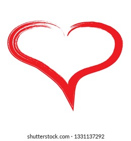 Heart vector. Hand drawn icon. Trendy red heart isolated on white background.Brush stroke grunge symbol useful for love sign, shape frame, greeting card and Valentine's day.Creative art sketch, vector