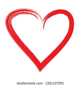 Heart vector. Hand drawn icon. Trendy red heart isolated on white background.Brush stroke grunge symbol useful for love sign, shape frame, greeting card and Valentine's day.Creative art sketch, vector