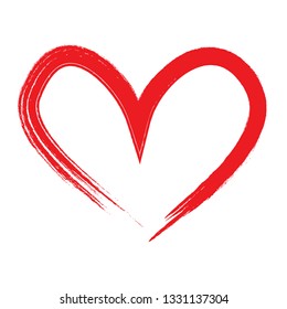 Heart vector. Hand drawn icon. Trendy red heart isolated on white background.Brush stroke grunge symbol useful for love sign, shape frame, greeting card and Valentine's day.Creative art sketch, vector