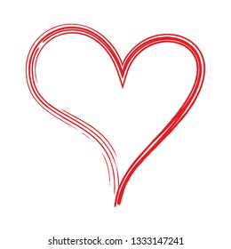 Heart vector. Hand drawn icon. Trendy red heart isolated on white background.Brush stroke grunge symbol useful for love sign, shape frame, greeting card and Valentine's day.Creative art sketch, vector