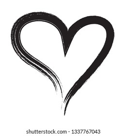Heart vector. Hand drawn icon. Trendy black heart isolated on white background.Brush stroke grunge symbol useful for love sign, shape frame,greeting card and Valentine's day.Creative art sketch,vector