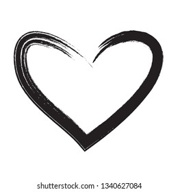 Heart vector. Hand drawn icon. Trendy black heart isolated on white background.Brush stroke grunge symbol useful for love sign, shape frame,greeting card and Valentine's day.Creative art sketch,vector