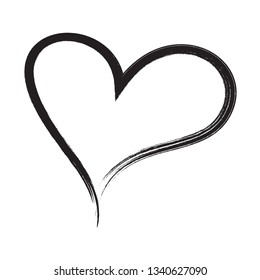 Heart vector. Hand drawn icon. Trendy black heart isolated on white background.Brush stroke grunge symbol useful for love sign, shape frame,greeting card and Valentine's day.Creative art sketch,vector