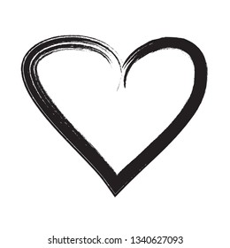 Heart vector. Hand drawn icon. Trendy black heart isolated on white background.Brush stroke grunge symbol useful for love sign, shape frame,greeting card and Valentine's day.Creative art sketch,vector