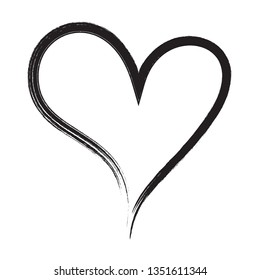 Heart vector. Hand drawn icon. Trendy black heart isolated on white background.Brush stroke grunge symbol useful for love sign, shape frame,greeting card and Valentine's day.Creative art sketch,vector