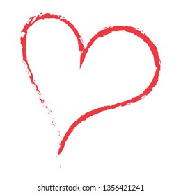 Heart vector. Hand drawn icon. Trendy red heart isolated on white background.Brush stroke grunge symbol useful for love sign, shape frame, greeting card and Valentine's day.Creative art sketch, vector