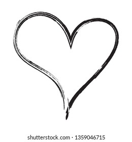 Heart vector. Hand drawn icon. Trendy black heart isolated on white background.Brush stroke grunge symbol useful for love sign, shape frame,greeting card and Valentine's day.Creative art sketch,vector