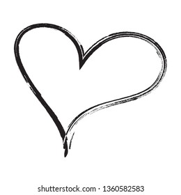 Heart vector. Hand drawn icon. Trendy black heart isolated on white background.Brush stroke grunge symbol useful for love sign, shape frame,greeting card and Valentine's day.Creative art sketch,vector