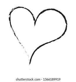 Heart vector. Hand drawn icon. Trendy black heart isolated on white background.Brush stroke grunge symbol useful for love sign, shape frame,greeting card and Valentine's day.Creative art sketch,vector
