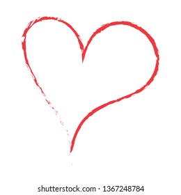 Heart vector. Hand drawn icon. Trendy red heart isolated on white background.Brush stroke grunge symbol useful for love sign, shape frame, greeting card and Valentine's day.Creative art sketch, vector