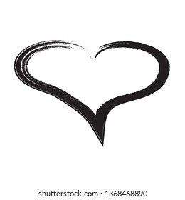 Heart vector. Hand drawn icon. Trendy black heart isolated on white background.Brush stroke grunge symbol useful for love sign, shape frame,greeting card and Valentine's day.Creative art sketch,vector