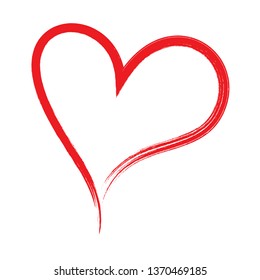 Heart vector. Hand drawn icon. Trendy red heart isolated on white background.Brush stroke grunge symbol useful for love sign, shape frame, greeting card and Valentine's day.Creative art sketch, vector