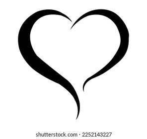Heart vector. Hand drawn icon. Trendy black heart isolated on white background.Brush stroke grunge symbol useful for love sign, shape frame,greeting card and Valentine's day.Creative art sketch,vector