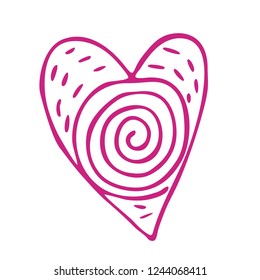 Heart vector. Hand drawn pink heart illustration