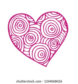 Heart vector. Hand drawn pink heart illustration
