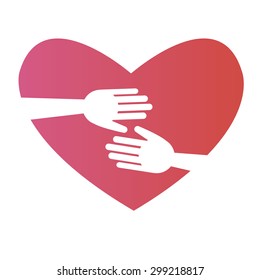 heart vector hand icon love symbol help