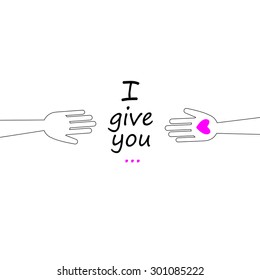 heart vector hand icon love symbol help