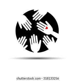 heart vector hand icon love symbol help shape sign