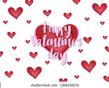 heart vector with happy valentine's day text and white background color.